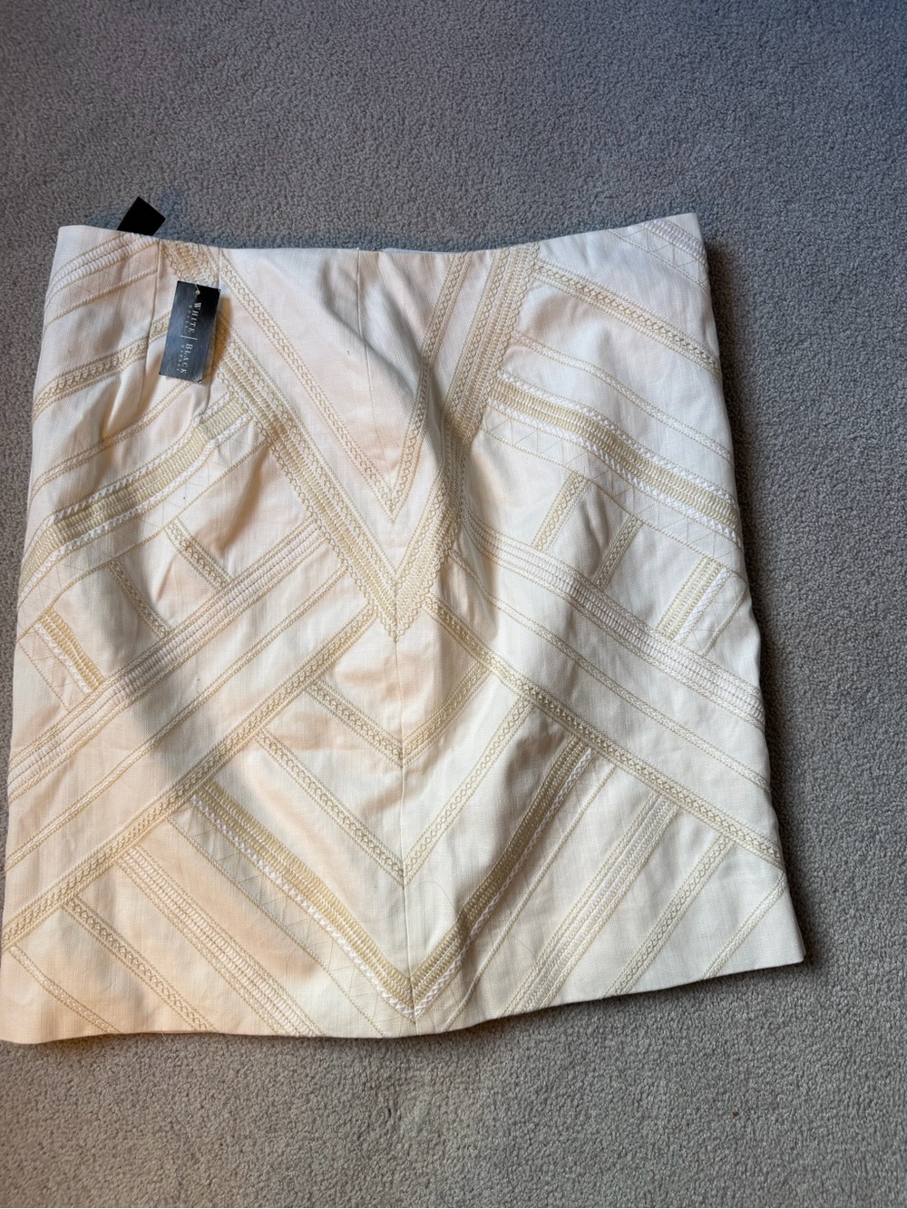 White House Black Market Cream Patterned Mini Skirt